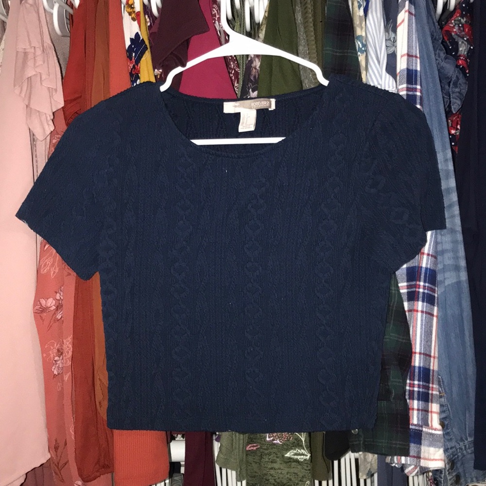 Navy texture crop top